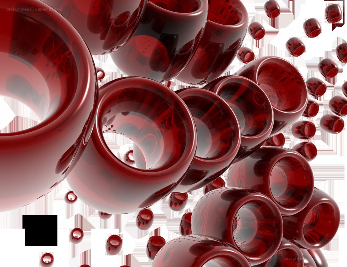 Red glass tubes in abstract arrangement