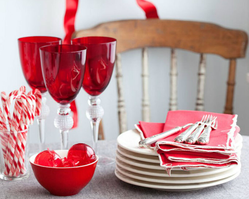 Red Glassware and Candy