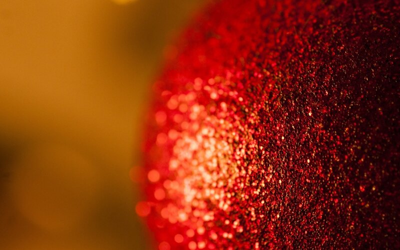 red glitter ball close-up