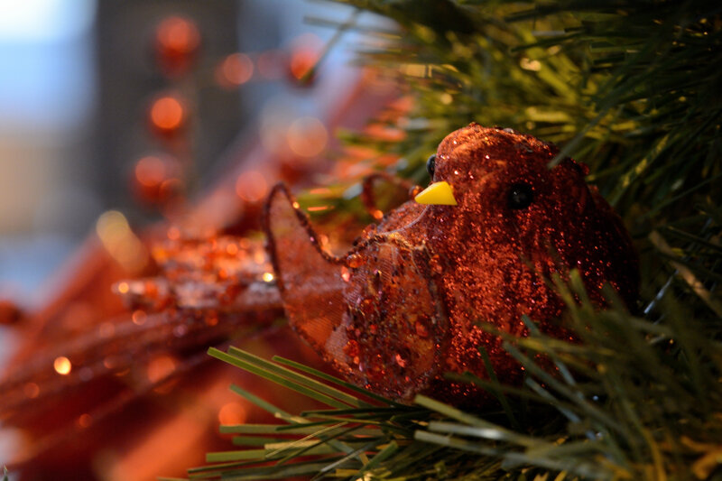 Red Glitter Bird Ornament