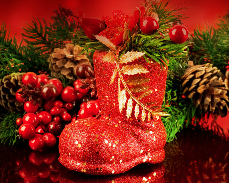 Red Glitter Boot Decoration — Festive