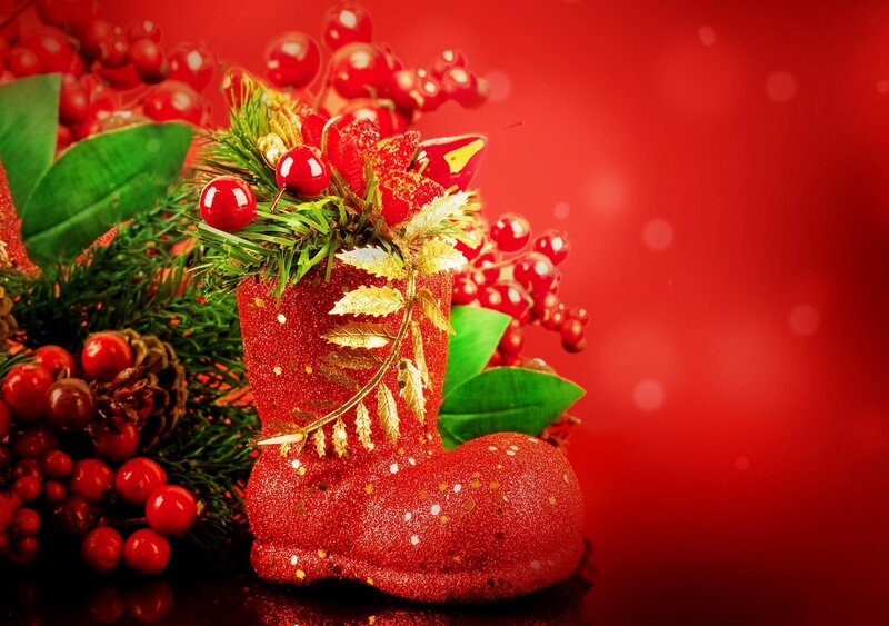 Red Glitter Boot Decoration — Festive, Winter