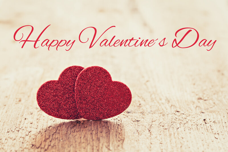 Red Glitter Hearts — Romantic, Photograph, Wooden Surface