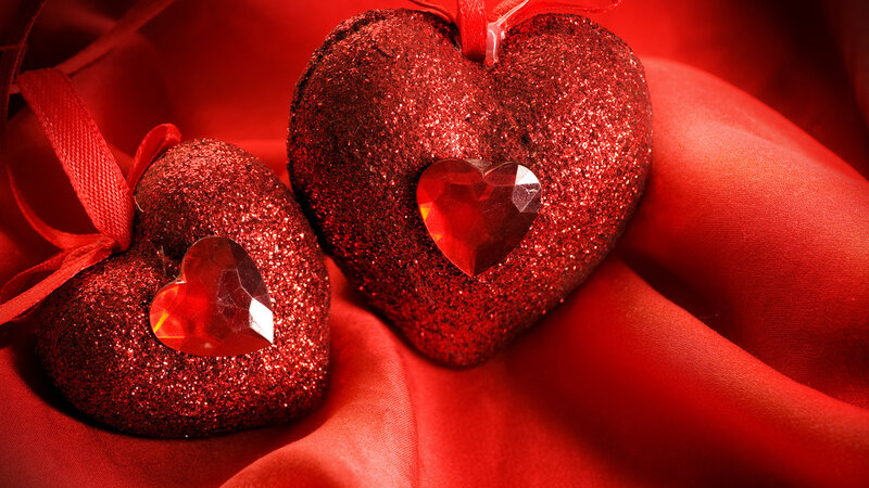 Red Glitter Hearts — Romantic