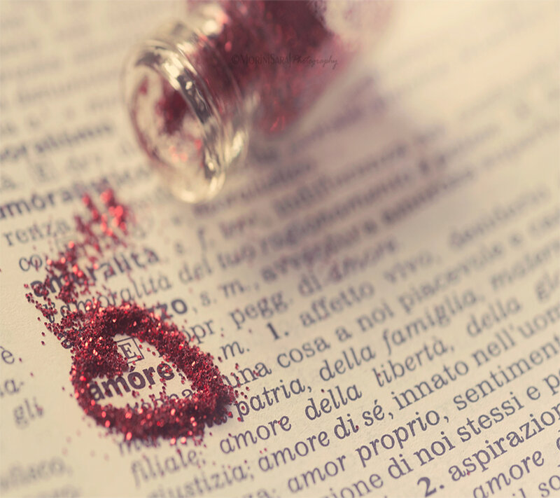 Red Glitter on Dictionary Page