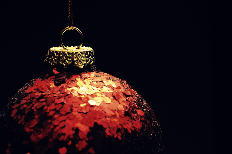 Red Glitter Ornament — Dramatic