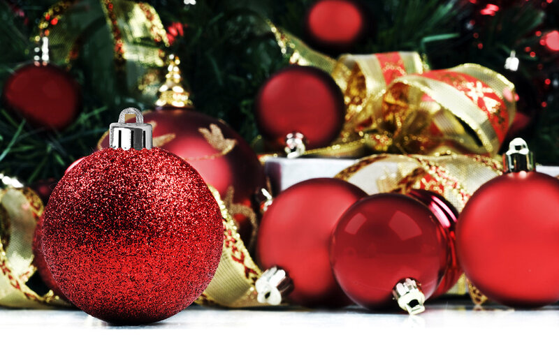 Red Glitter Ornament — Festive, Winter, Photograph