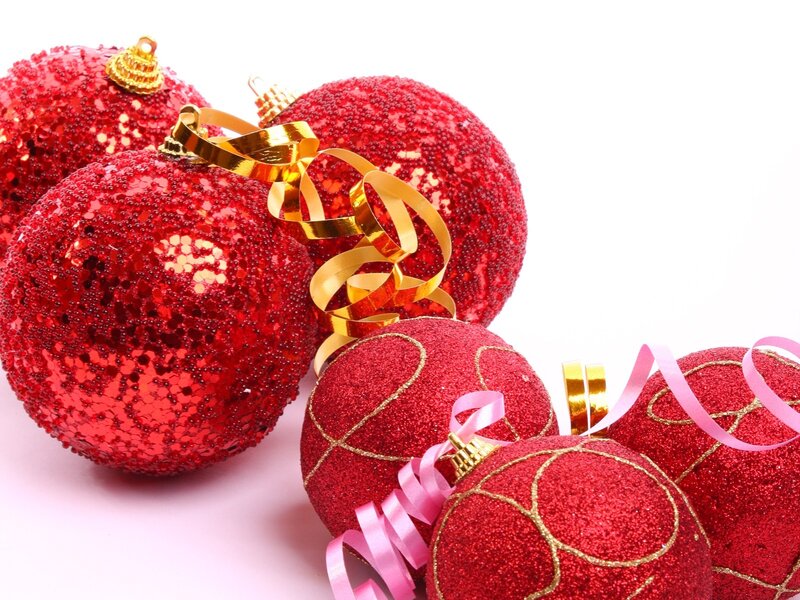 Red Glitter Ornaments — Festive, Photograph