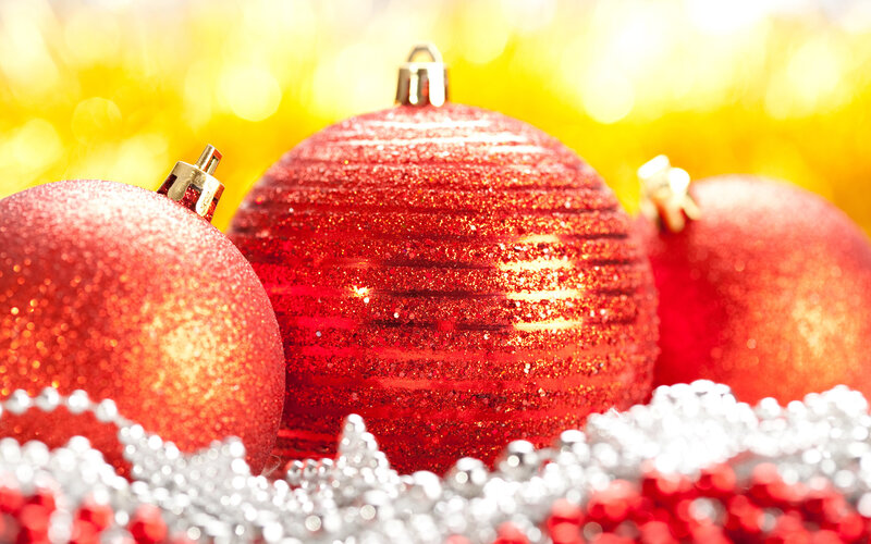 Red Glitter Ornaments — Festive