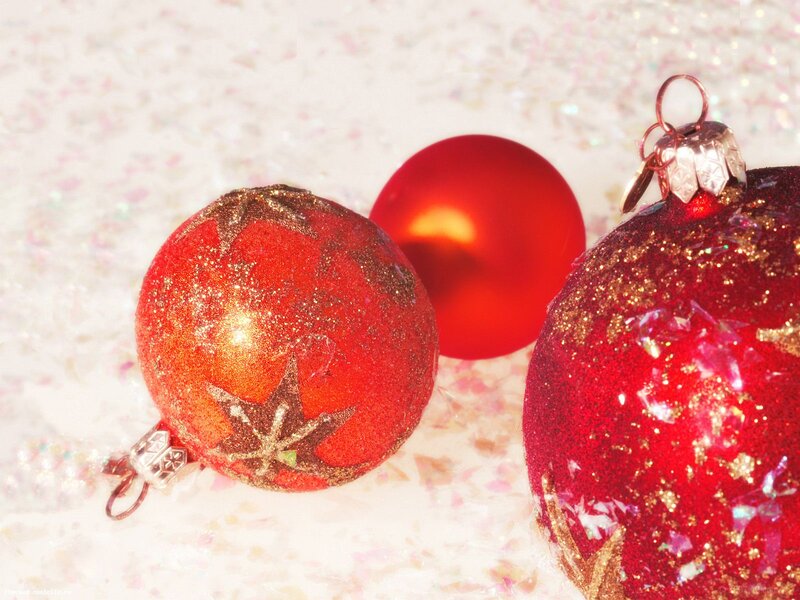 Red Glitter Ornaments — Festive, Winter