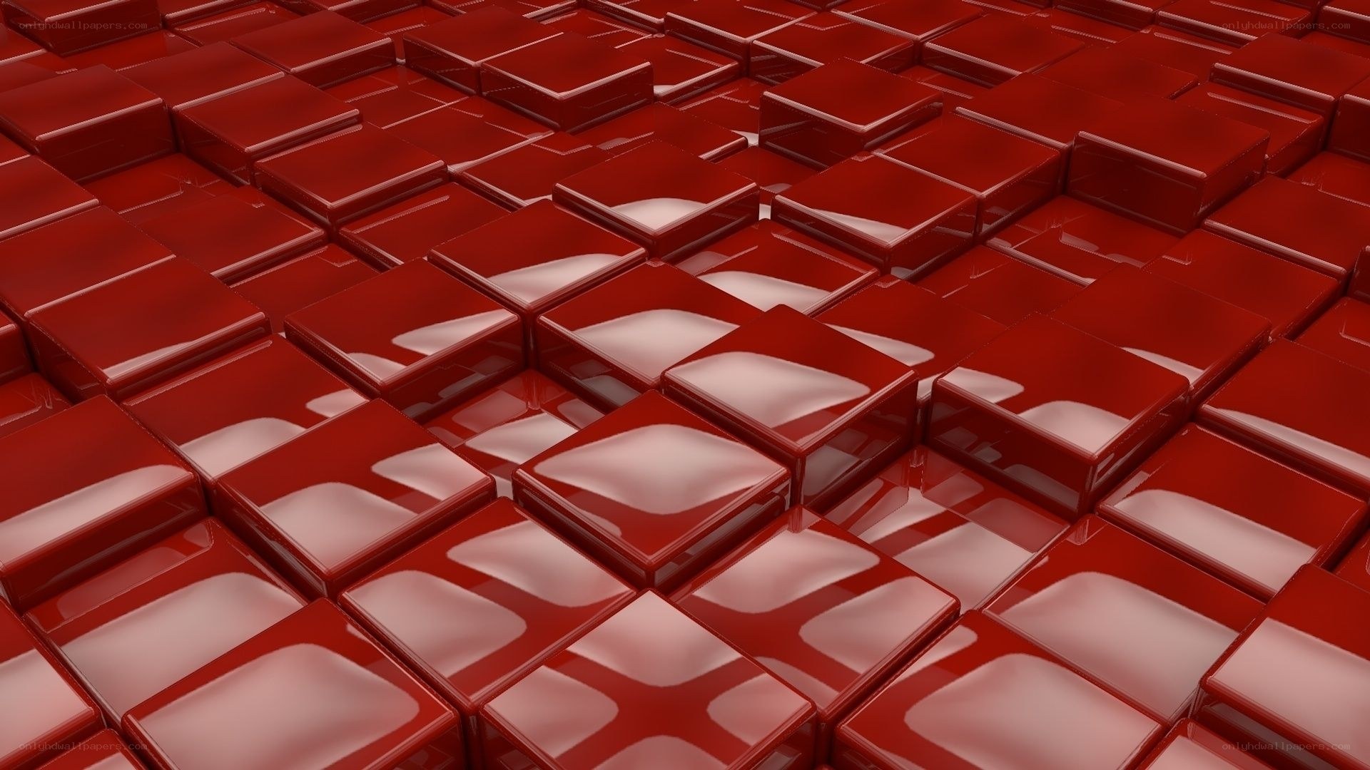 Red glossy cubes pattern