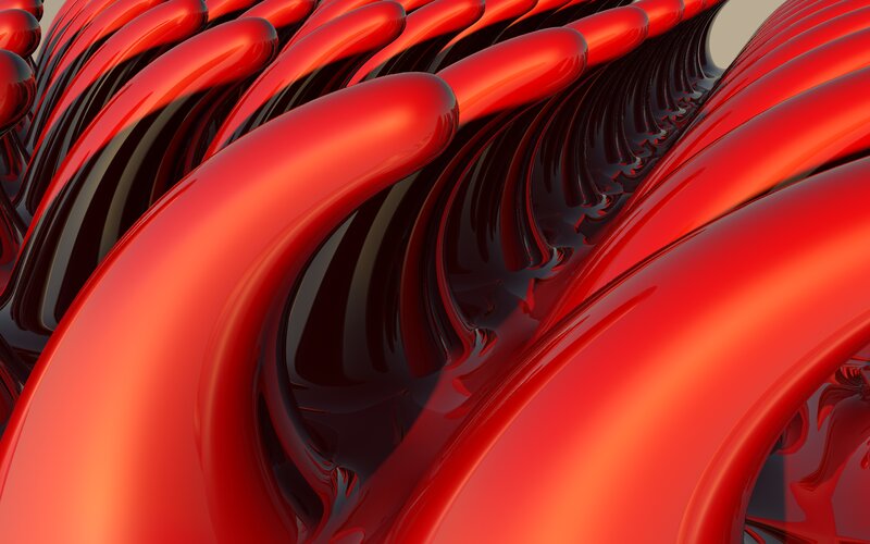 Red Glossy Tubes — Abstract
