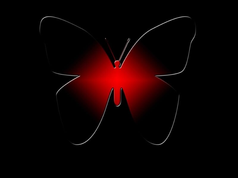 red glowing butterfly outline