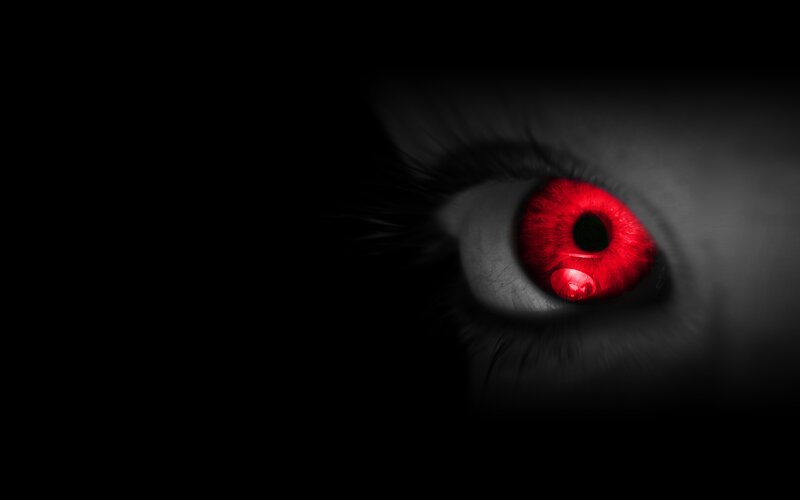 Red Glowing Eye — Black, Dramatic