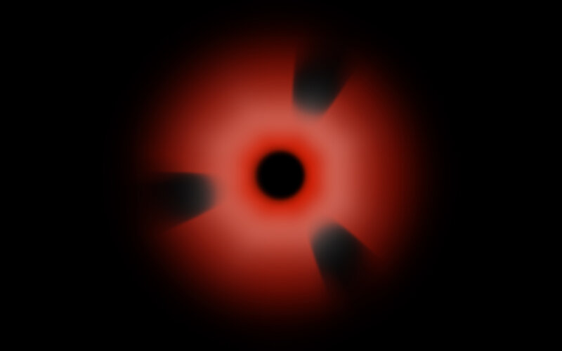 red glowing eye with black pupils