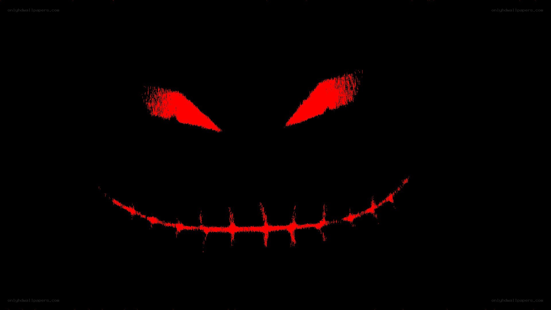 red glowing eyes and grin