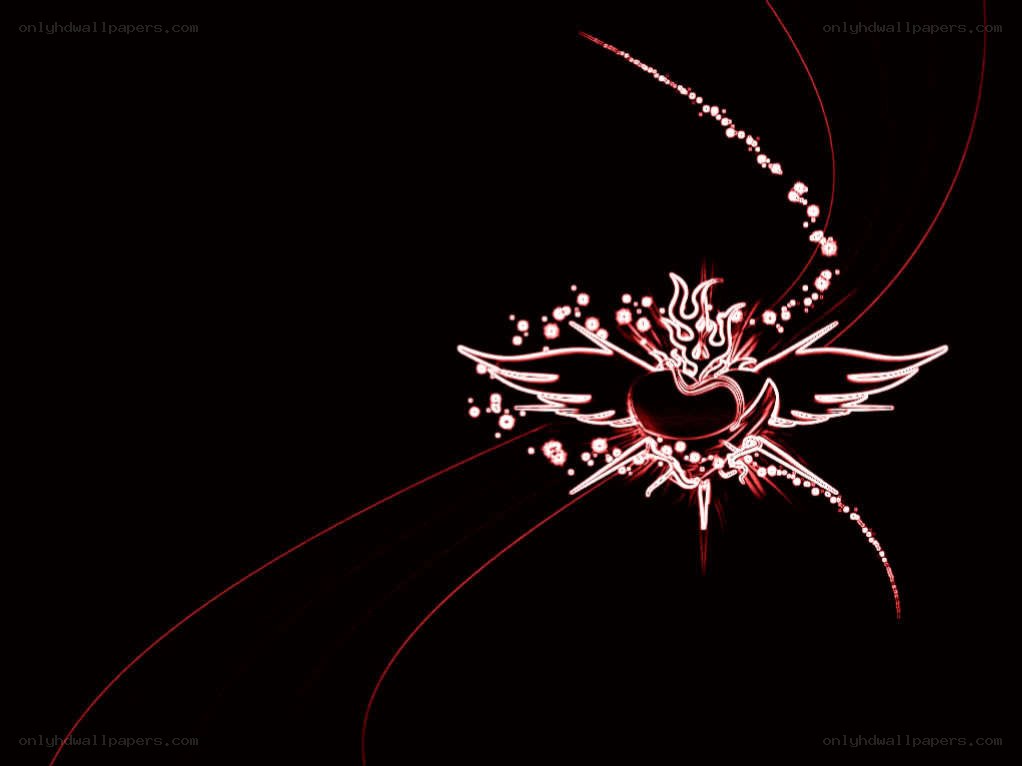 red glowing heart with wings