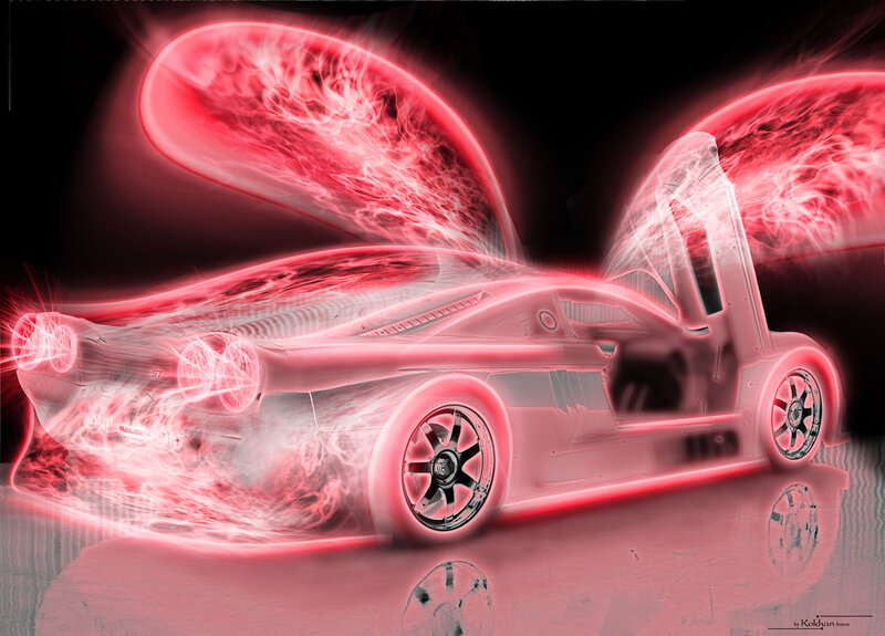 Red Glowing Sports Car