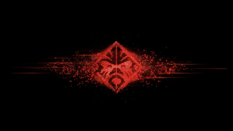 Red Glowing Symbol — Black, Dramatic