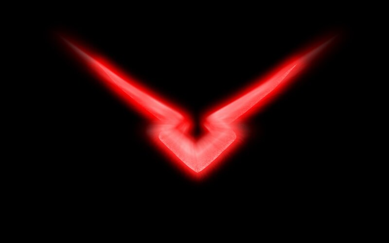 Red Glowing V Shape — Dramatic, Digital Art