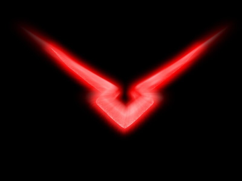 red glowing v shape
