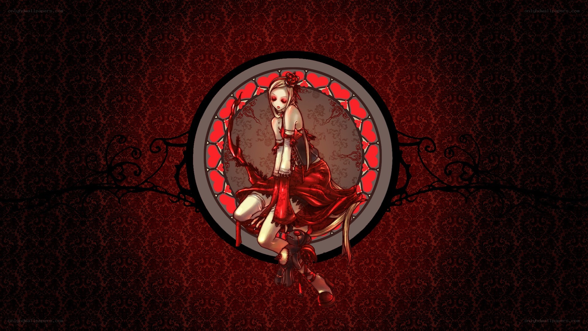 red gothic anime girl