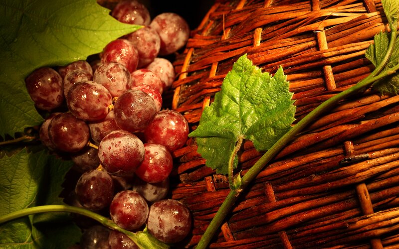 Red Grapes in Basket