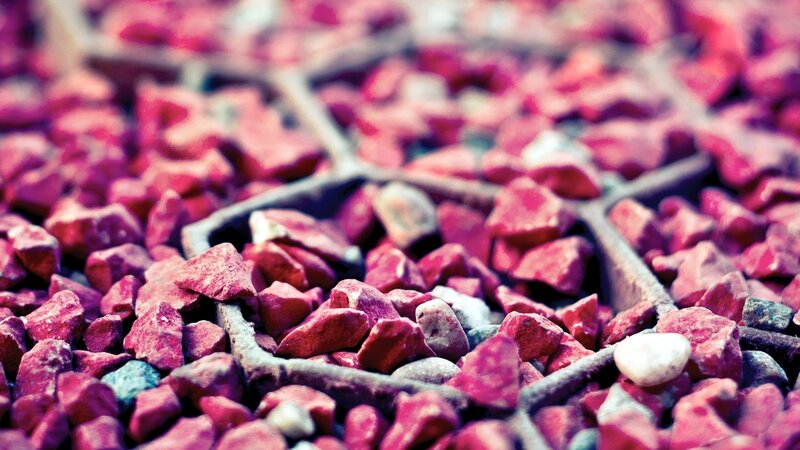 Red Gravel in Metal Grid
