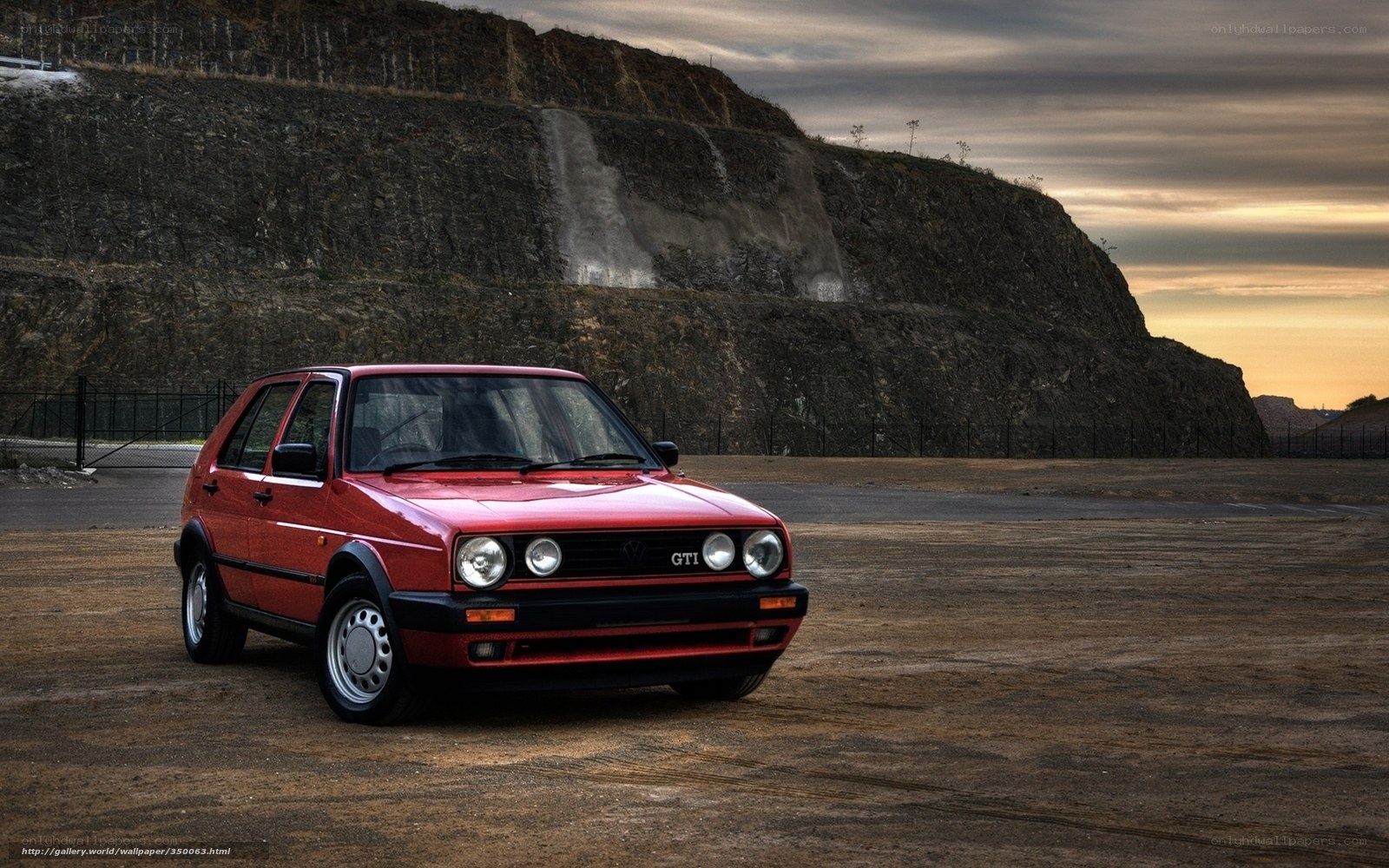 Red GTI in quarry