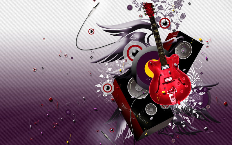 Red guitar music art