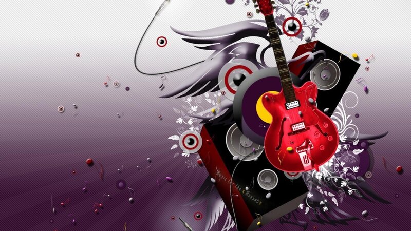 Red guitar music art