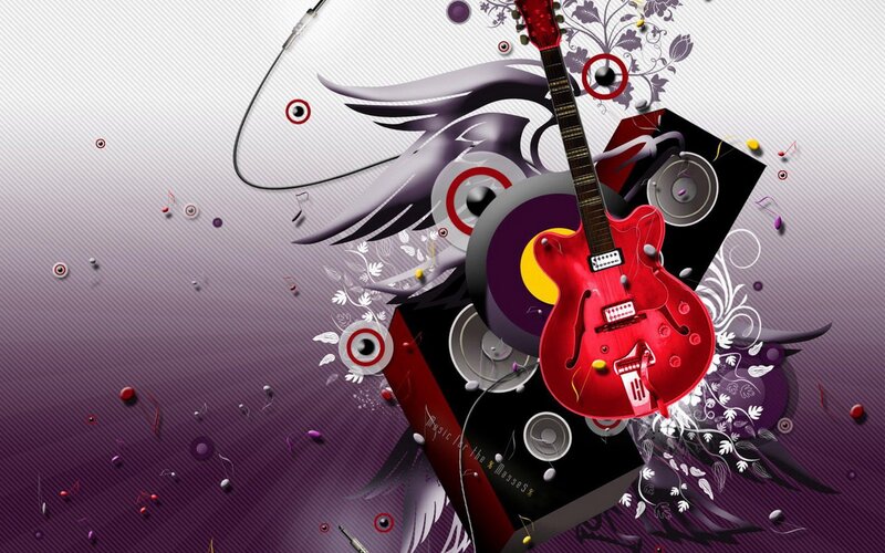red guitar music art
