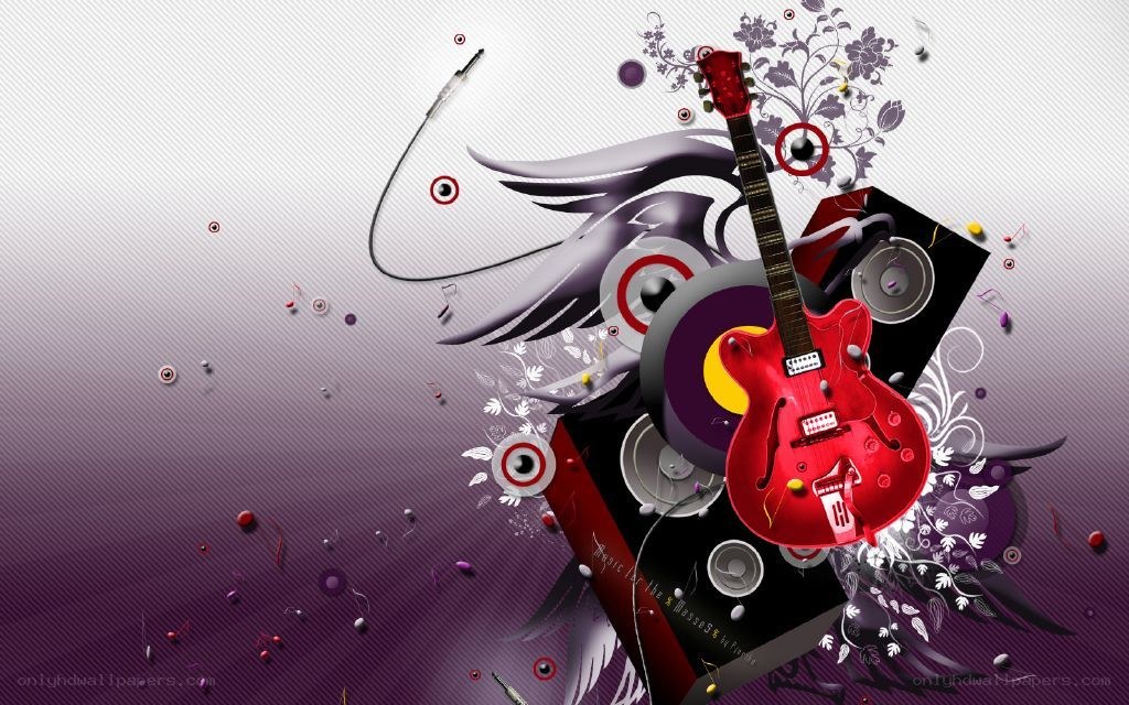 red guitar music art