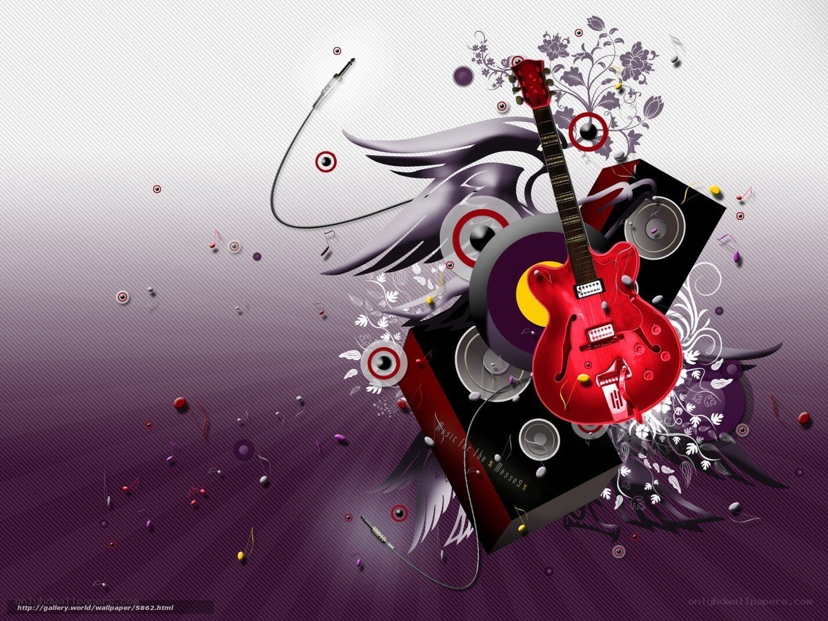 Red guitar music art