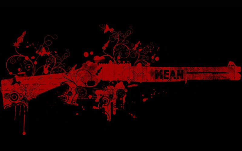 Red gun with floral design