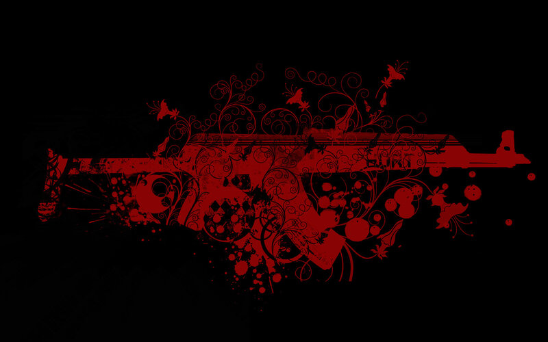 Red Gun with Floral Design — Black