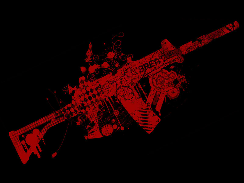 Red gun with floral patterns