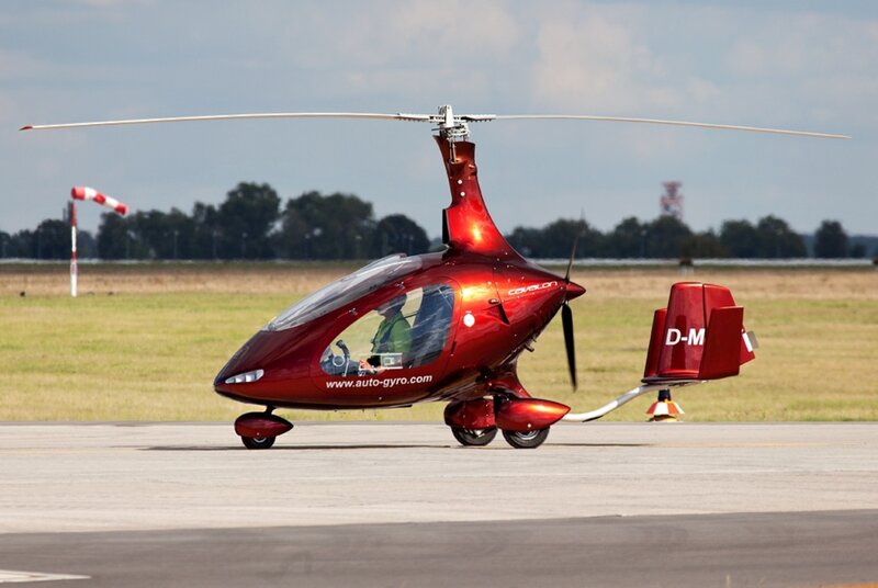 Red Gyrocopter on Runway