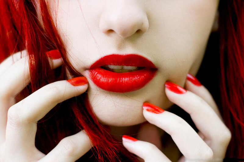 red hair and lipstick close-up