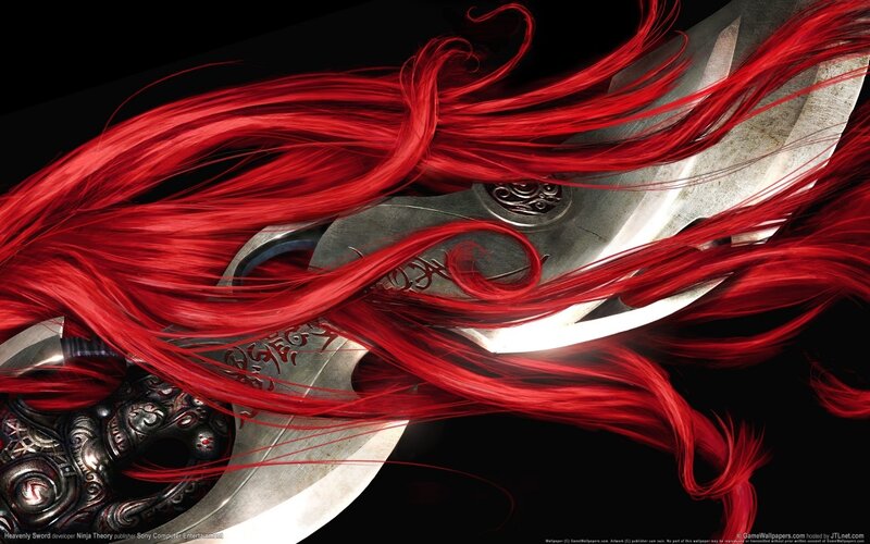 Red hair and sword artwork