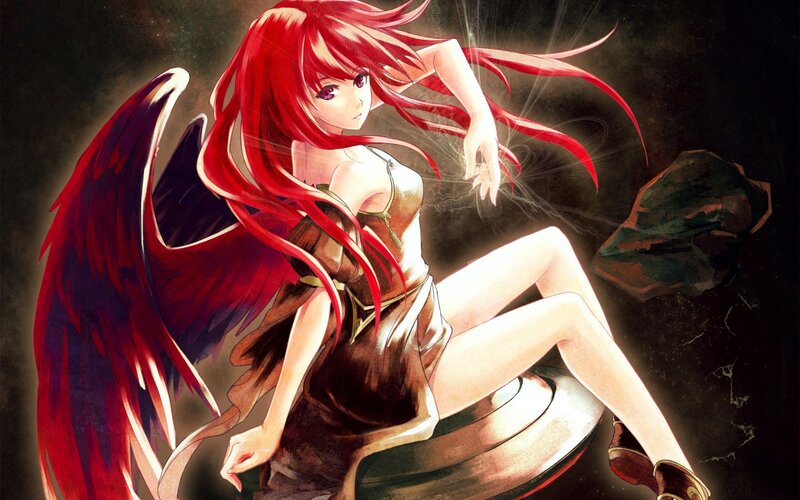 Red-haired Angel Girl — Red, Dramatic, Night