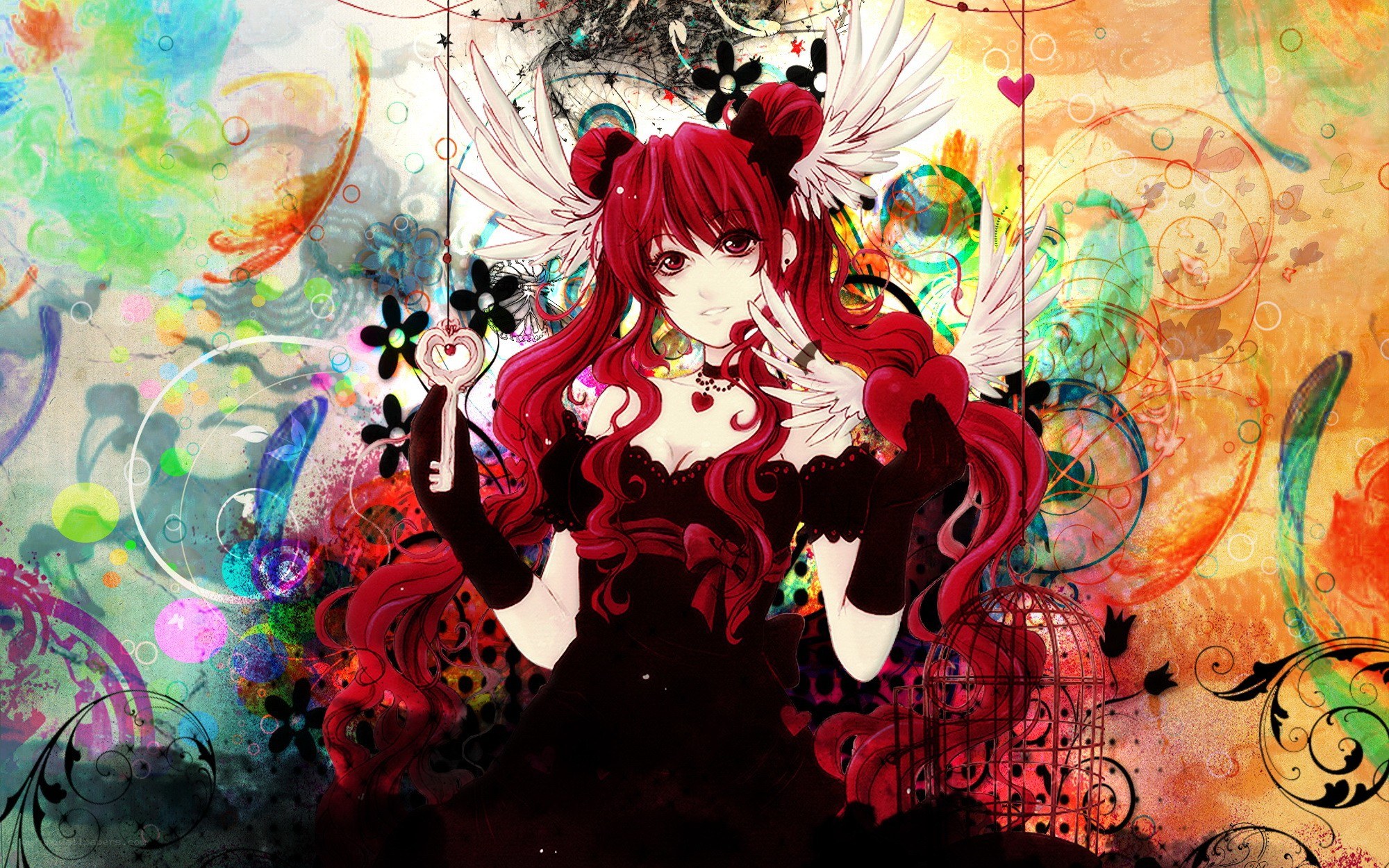 red-haired angel holding a key