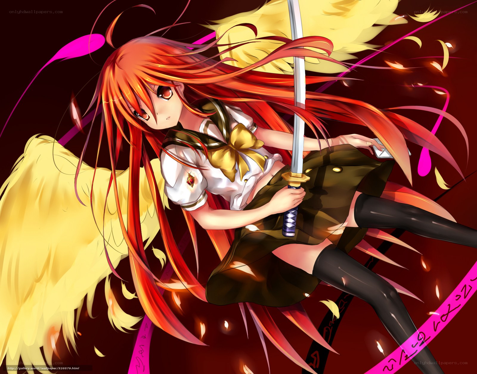 red-haired angel with sword