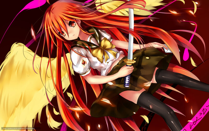 red-haired angel with sword
