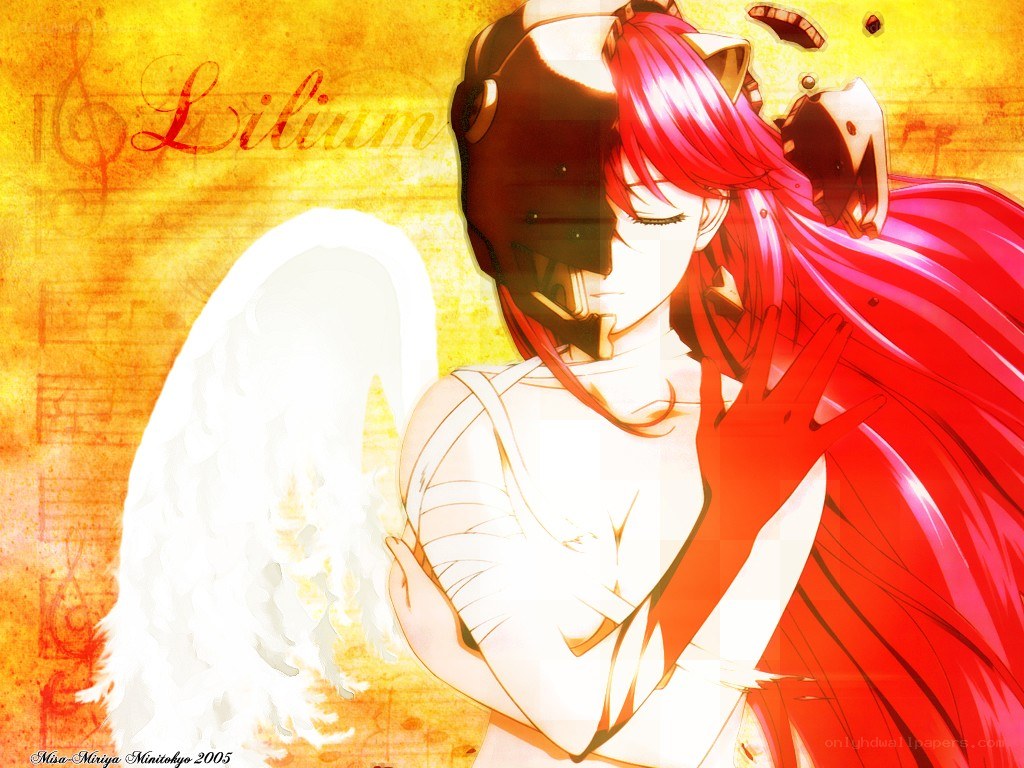 Red-haired angel with white wings