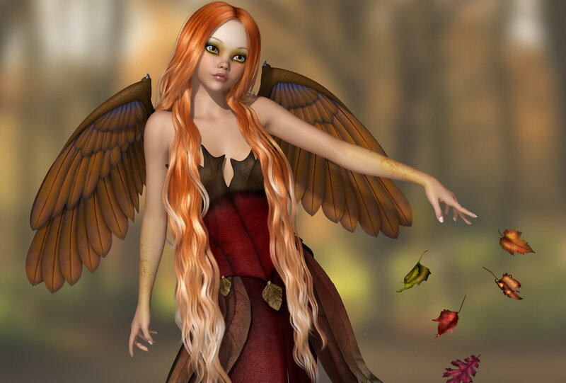 Red-haired Angel with Wings — Orange