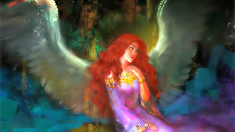 Red-haired Angel Woman — Purple
