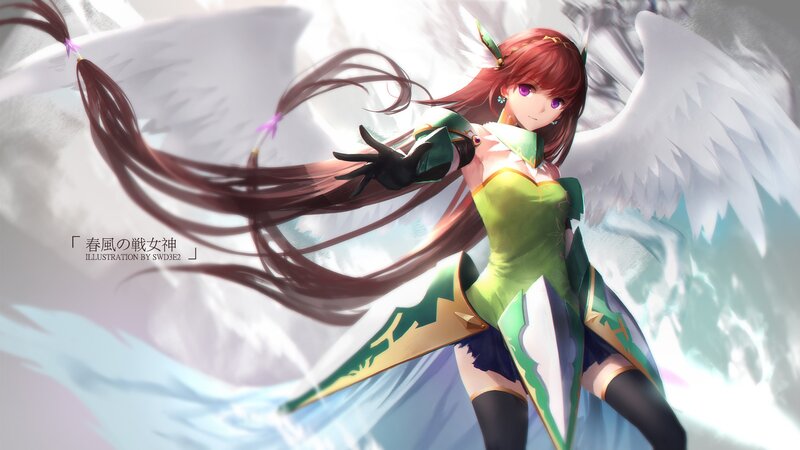 Red-haired Angel Woman — White, Dramatic