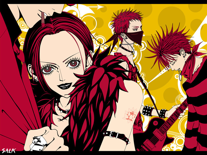 Red-haired anime band members