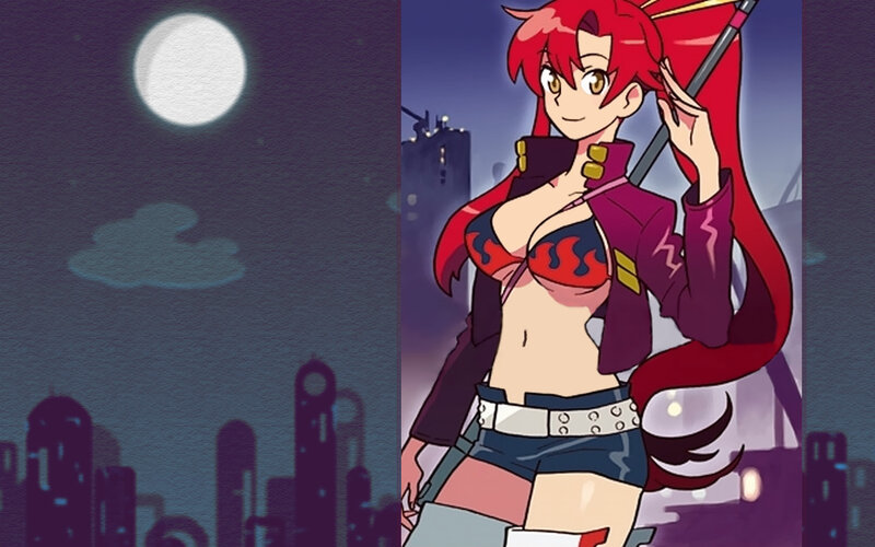 Red-haired anime character at night